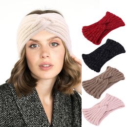 Winter Knitted Headband For Women Soft Stretch Ear Warmer Cable Turban Girls Makeup Knot Cross Headwear Elegant Hair Accessories