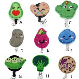 New Arrival Key Rings Interchangeable Food Cute Nurse ID Card Name Tag Retractable Badge Holder With Alligator Clip