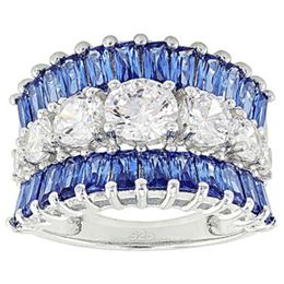 Gorgeous Women Ring for Wedding Engagement Jewellery Geometric Shine White & Blue Stone Elegant Lady Gift High Quality Ring