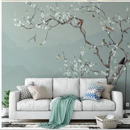 Modern beautiful scenery wallpapers simple flower and bird landscape wallpapers background wall decoration painting