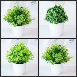 Artificial Potted Plant Bonsai Plastic Flowerpot Ornaments Simulation Flower Grass Birthday Party Decor Home Office Desk Decor