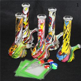 hookahs beaker base water pipes glass bongs ice catcher thickness for smoking 15" with dabber tool silicone wax container
