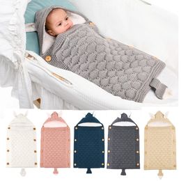 Autumn Winter Infant Newborn Baby Sleeping Bag Cartoon Ear Knitted Sleeping Bags Warm Cart Sleeping Bag Hug Carpet Stroller