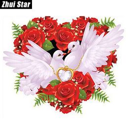 Hot 5D DIY Diamond Painting "White pigeons" Embroidery Full Square Diamond Cross Stitch Rhinestone Mosaic Painting wedding Decor