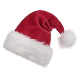 Christmas Santa Hat,Thickened Luxury Short Plush Christmas Hat Thickened Lengthened Santa Claus Cap Xmas Hat for AdultUnisex-Adult