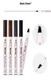 Long-lasting Waterproof Music Flower Liquid Eyebrow Pen 4 Pointed Eyebrow Enhancers Tattao Sense of Super Durable 4 Colours Available DHL