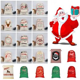 Christmas Drawstring Bags Large Size Santa Claus Santas Sack BagsParty Favour Supplies Canvas bag Xmas Decorations T2I51279