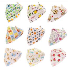 Baby Bibs Cotton Triangle Saliva Towel 4 Layers Newborn Burp Cloth Baby Scarf Bandanas Feeding Cloth 13 Cartoon Designs Optional DW5772