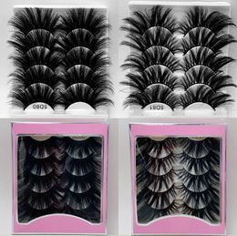 25mm Long thick false eyelashes 5 pairs set eye makeup handmade fake lashes full trip lashes 8 models available DHL Free