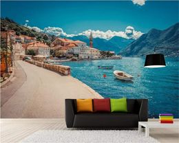 beibehang floral wallpaper Europe Italy seaside port fishing boat landscape decorative mural background wall 3d wallpaper walls