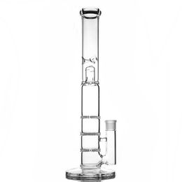Smoking Pipes hookahs Triple Honeycomb perc Bongs glass water pipes 17.5 inches tall 5mm thickness for smokingQ240515