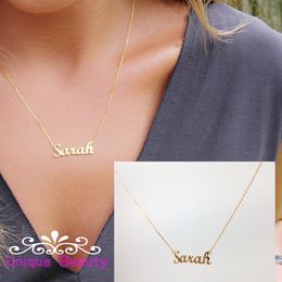 Custom Name Necklace Gold Personalised Nameplate 925 Solid Silver Necklace Christmas Gift Birthday Gift