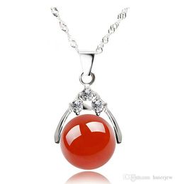 Necklaces Pendant for Women Stone 925 Sterling Silver Plated Long Chain Pendant Necklace