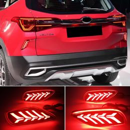 2PCS LED Reflector For Kia Seltos 2019 2020 2021 Car Tail Light Rear Bumper Light Rear Fog Lamp Brake Light turn signal