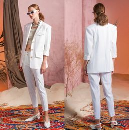 Cool White Mother of the Bride Suits Women Wedding Wear Blazer 2 Pieces Ladies Party Evening Wear For Wedding(Jacket+Pants)