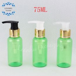 75ML Green Plastic Bottle With Gold Lotion Pump , 75CC Shower , Empty Cosmetic Container