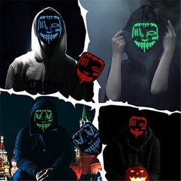 Halloween LED Mask EL Wire DJ Party Light Up Glow In Dark Movie Festival Party Cosplay Payday Masks JK2009XB