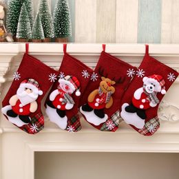 Christmas Large Stockings Snowman Santa Claus Candy Gift Bags Holders Xmas Socks Hanging Ornaments Christmas Decor sea shipping LSK1102