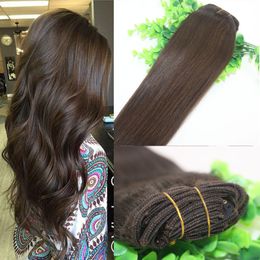 Clips Human Hair Extension 2# Dark Brown Straight Brazilian Human Hair 7PCS 120gram 12INCH 20INCH 26INCH