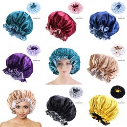 Silk Satin Hair Bonnets Elasticity Round Hats Beanie Head Wrap Cowl Flexible Fitted Cap Durags Turban Fashion Girls Ladies 7 45ba C2