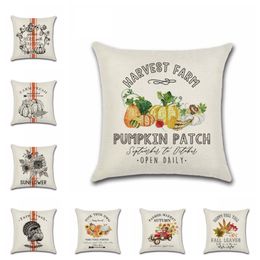 Thanksgiving Pillowcase Pumpkin Sunflower Pillowcase Cover Cartoons Linen Sofa Throw Pillow Covers Supplies 45cm*45cm 24 Designs BT415