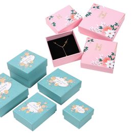 Pink blue pattern heaven and earth cover empty box with lining for jewelry brooch pendant ring bracelet earring gift box can be customized