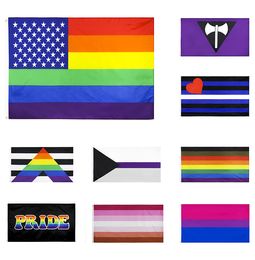 90x150cm Rainbow Flags And Banners Lesbian Gay Pride American Gay Flag Polyester Colourful Flag For Decoration w-00286