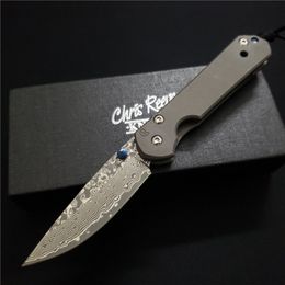 Hot sale! Chris Reeve Sebenza 21 Small Knifes CR Folding Knives Damascus 60HRC CNC milling titanium Mercerized handle Pocket EDC BM42 Tool