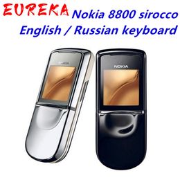 Original Nokia 8800 sirocco 128MB phones English / Russian keyboard GSM FM Bluetooth Phone Gold Silver Black