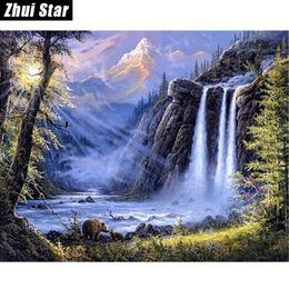 5D DIY Diamond Painting "Waterfall Bear landscape " Embroidery Full Square Diamond Cross Stitch Rhinestone Mosaic Painting Decor