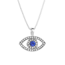 Blue Evil Eye Necklace Iced Out Pendant Luxury Crystals Rhinestone Clavicle Necklace Silver Jewelry Choker Necklace Fashion Birthday Gifts