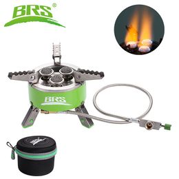 BRS 4200W Camping Gas Stove Folding Portable Outdoor Hiking Picnic Patio BBQ Cooker 3 Fire Source Burners Cooking Furnace BRS-73