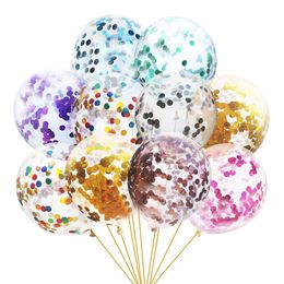 12inch Multicolor Latex Sequins Filled Clear Balloons Novelty Kids Toys Confetti Ballons Birthday Party Wedding Decorations