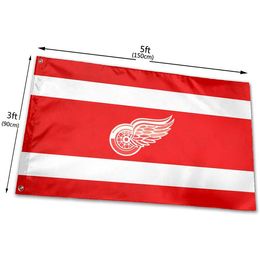 Detroit-Fans- Red-Wingss 3x5 Ft American Flag 3x5ft 100D Polyester Outdoor or Indoor Club Digital printing Banner and Flags Wholesale