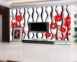 Romantic Floral 3d Wallpaper 3d Modern Wallpaper 3D Relief Red Flower Living Room Bedroom Wallcovering HD Wallpaper