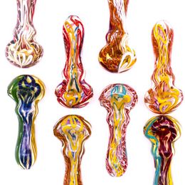 9.5cm hand pipe Glass with flowers dab rig Nice smoking Pipes leaves shape spoon