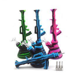 silicone bong ak47 Nectar Collector Kit 270mm hookah Dab beaker bong smoking water glass pipe with/No Titanium Tip hookah Dab beaker