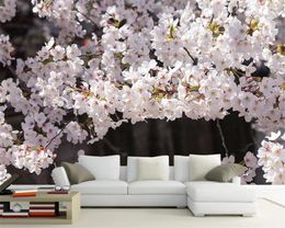 Romantic Floral 3d Wallpaper Beautiful Cherry Blossom HD Scenery Simple Nordic Modern Interior Decoration Silk Mural Wallpaper