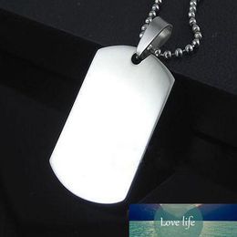 Wholesale Blank Engravable Stainless Steel Dog Tag Military Shape Men Fashion Pendants for boys without chain Free Shipping