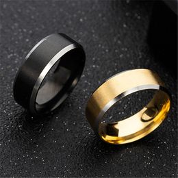 2021 New Fashion Rings Frosted Stainless Steel Finger Ring Men Rings Size 6-13 Jewelry Black Gold Ring