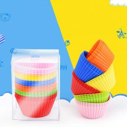 24pcs/set Round Silicone Muffin Cups 7cm Silicone Cupcake Cups 6 Colour 24 pcs Muffin Pan Bakeware Pastry Tools Kitchen Accessories