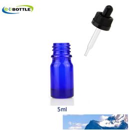 Long-term supply 5ml bule Glass Bottles with childproof cap and tip dropper e Liquid Bottles Dropper Glass Essential Oil bottles