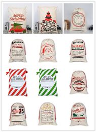 19 Patterns! Santa Sacks Christmas Canvas Bags 19.7*27.5 inch Goody Gift Bags for Christmas Present Canvas Stocking with Drawstrings A11