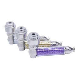 Cool Decorate Metal Mini Pipe Dry Herb Tobacco Smoking Tube With Cover Caps Holder Portable Pipes Innovative Design Handpipe High Quality DHL