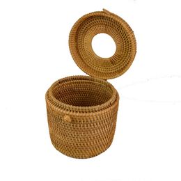 Round Rattan Tissue Box Vine Roll Holder Toilet Paper Cover Dispenser For Barthroom Home el And Office174d