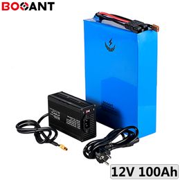 3.2V 4S 12V 100Ah LiFePo4 Battery For Electric scooter Solar light LED 12.8V 100W--1000W Rechargeable with 10A Charger