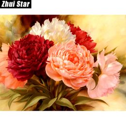 Full Square Diamond 5D DIY Diamond Painting "Peony flowers" 3D Embroidery Cross Stitch Rhinestone Mosaic Painting Decor BK