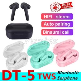 DT-5 DT5 TWS Mini Bluetooth V5.0 Earphone Wireless Earbuds True Stereo Sport Headphones headset Noise-Cancelling In-Ear earbuds