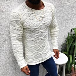 HEFLASHOR 2020 New Autumn Winter Men Sweater Casual Solid Colour Round Neck Slim Fit Knitted Pullover Long-Sleeved Thin Sweater