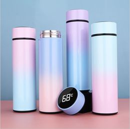 LED-Temperaturanzeige Wasserflasche im Freien Sport Reise Insulated Isolierkannen Thermosflasche Edelstahl-Wasserflasche mit Infuser